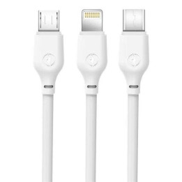 Câble USB 3-en-1 Micro-USB / USB-C / Lightning Blanc – 1 m