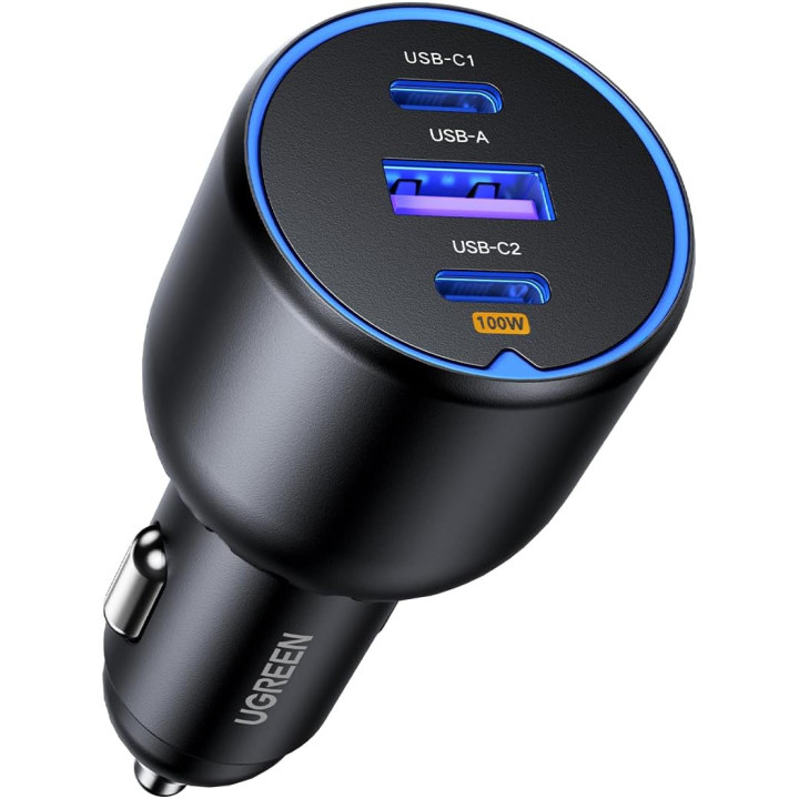 Chargeur de voiture Ugreen 130 W 2 x USB-C PD + USB-A | PC SARL