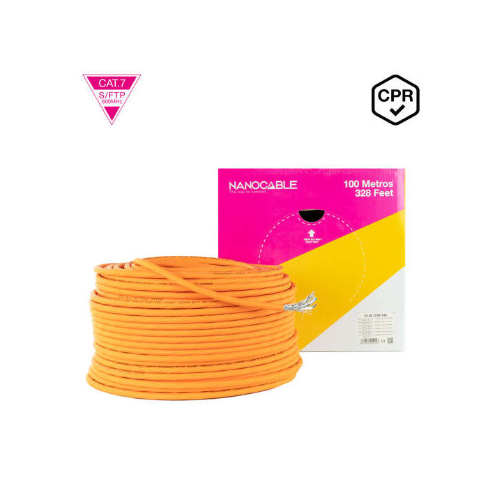Câble réseau Cat 7 S/FTP LSZH PIMF 600 MHz Orange – rouleau 100 m