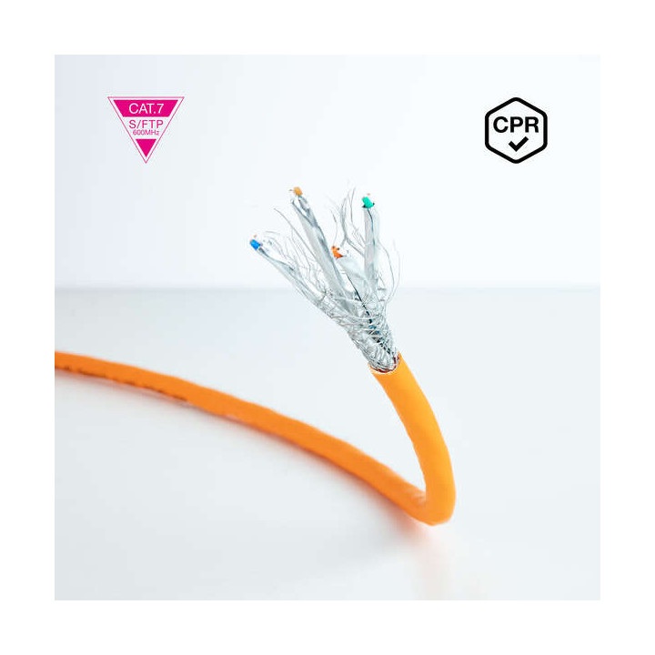Câble réseau Cat 7 S/FTP LSZH PIMF 600 MHz Orange – rouleau 100 m
