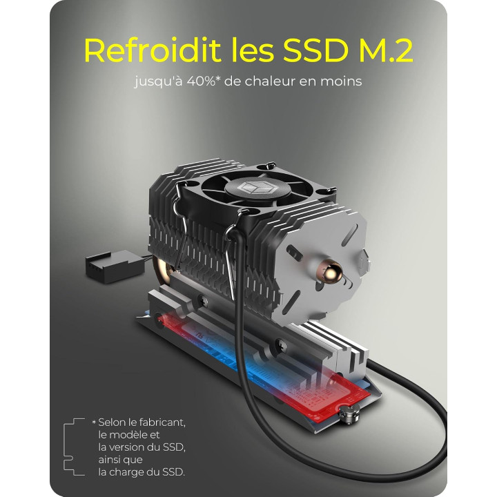 Refroidisseur M.2 ICY BOX avec ventilateur - prise usb interne
