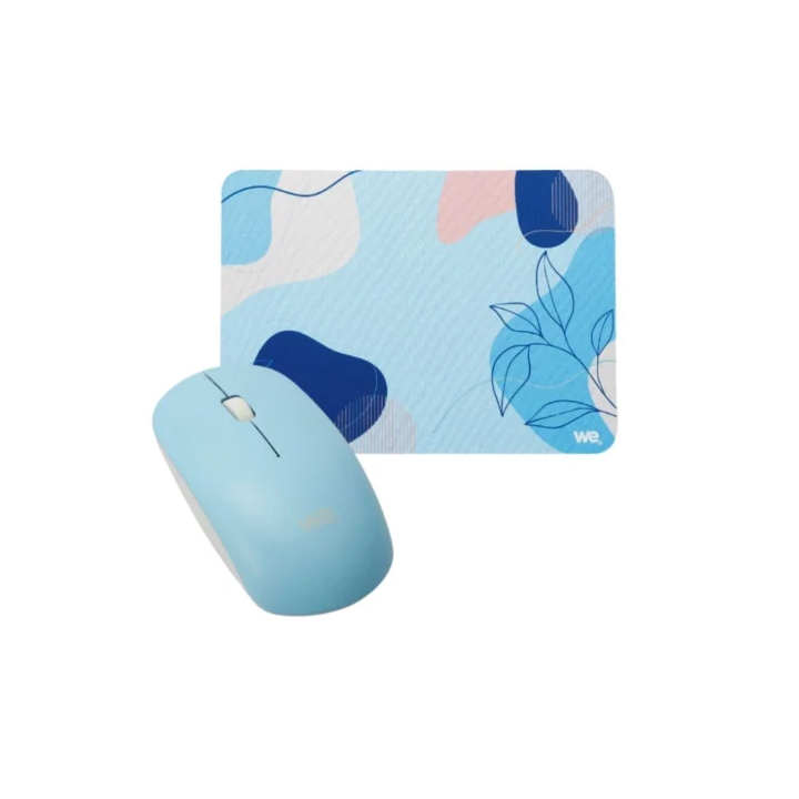 Tapis de souris + souris sans fil We Pop Bleu | PC SARL