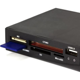 Lecteur de cartes mémoire interne 3,5" tout-en-un + USB 2.0 Noir