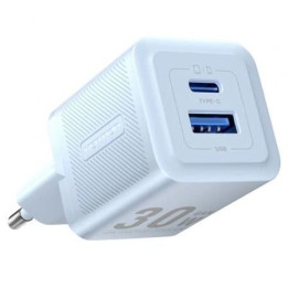 Chargeur secteur USB-A + USB-C 30 W charge rapide Bleu | PC SARL