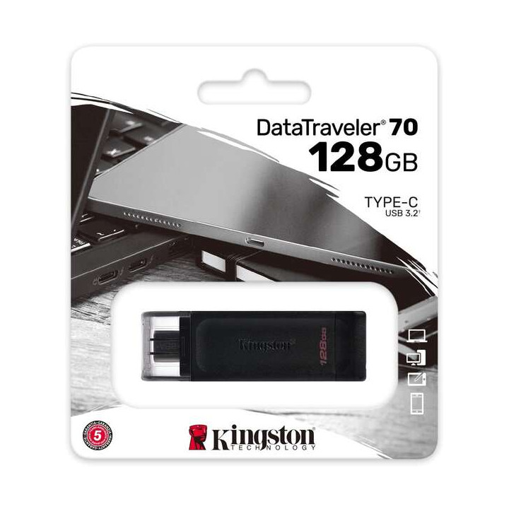 Clé USB-C 3.2 Kingston DataTraveler 70 128 Go DT70/128GB