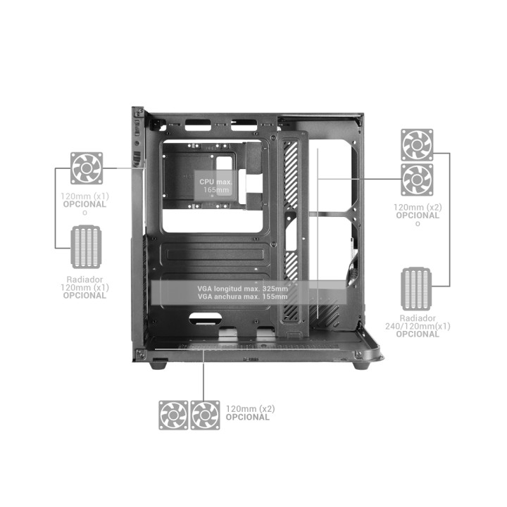 Boitier MARS GAMING MC-INFINIOLITE noir vitre ATX