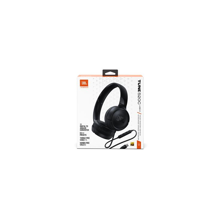 Casque filaire USB-C JBL Tune 520C noir avec micro | PC SARL