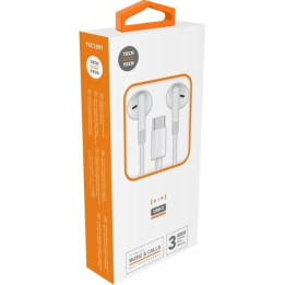 Écouteurs USB-C avec micro TechOneTech Ear Tech Hip blanc | PC SARL