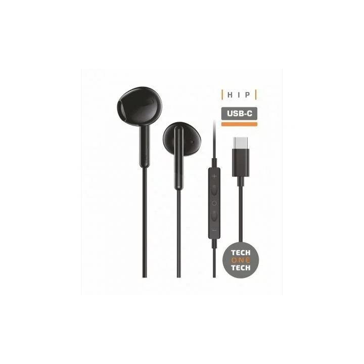 Écouteurs USB-C avec micro TechOneTech Ear Tech Hip noir | PC SARL