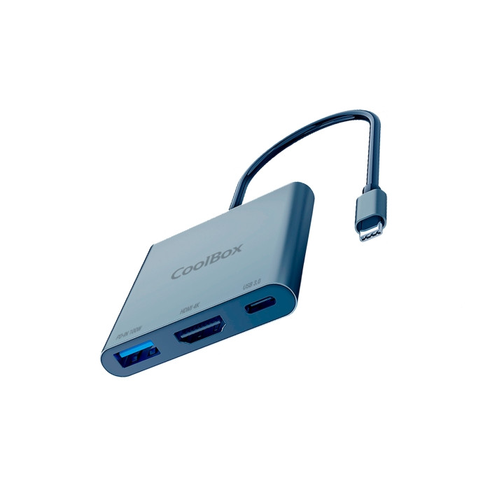 Mini hub USB-C Coolbox C31 HDMI 4K, USB-A, PD 100 W | PC SARL
