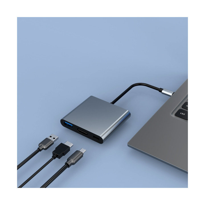 Mini hub USB-C Coolbox C31 HDMI 4K, USB-A, PD 100 W | PC SARL