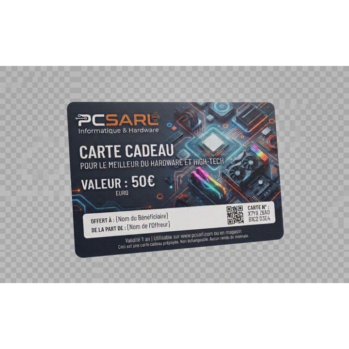 Carte cadeau PC SARL 50 € – valable 18 mois | PC SARL