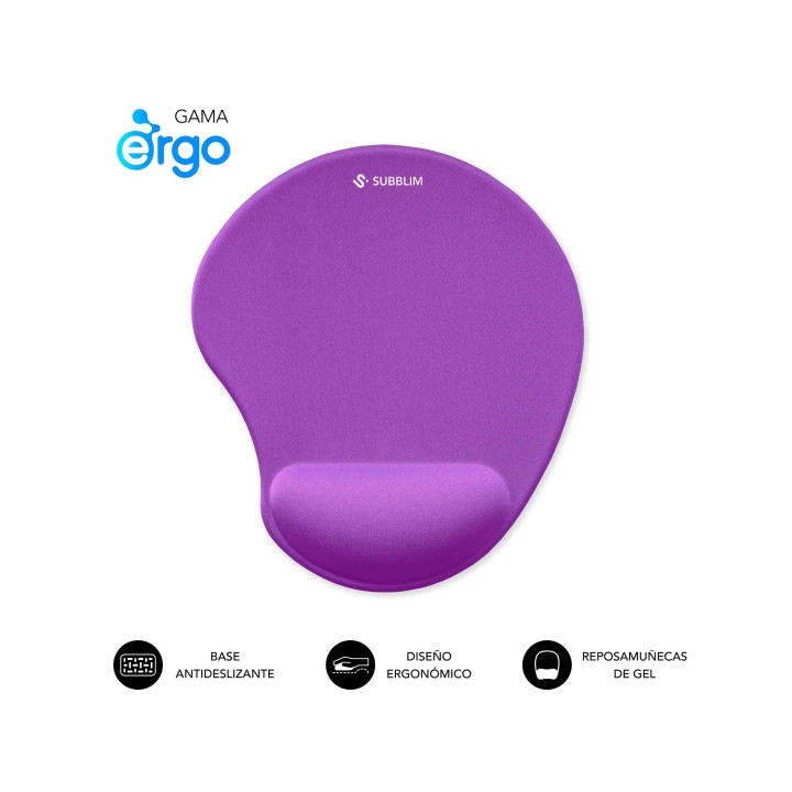 Tapis de souris ERGONOMIQUE - repose poignet noir sillicone  violet
