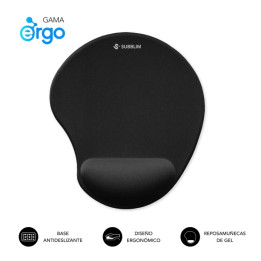 Tapis de souris ERGONOMIQUE - repose poignet noir sillicone  noir