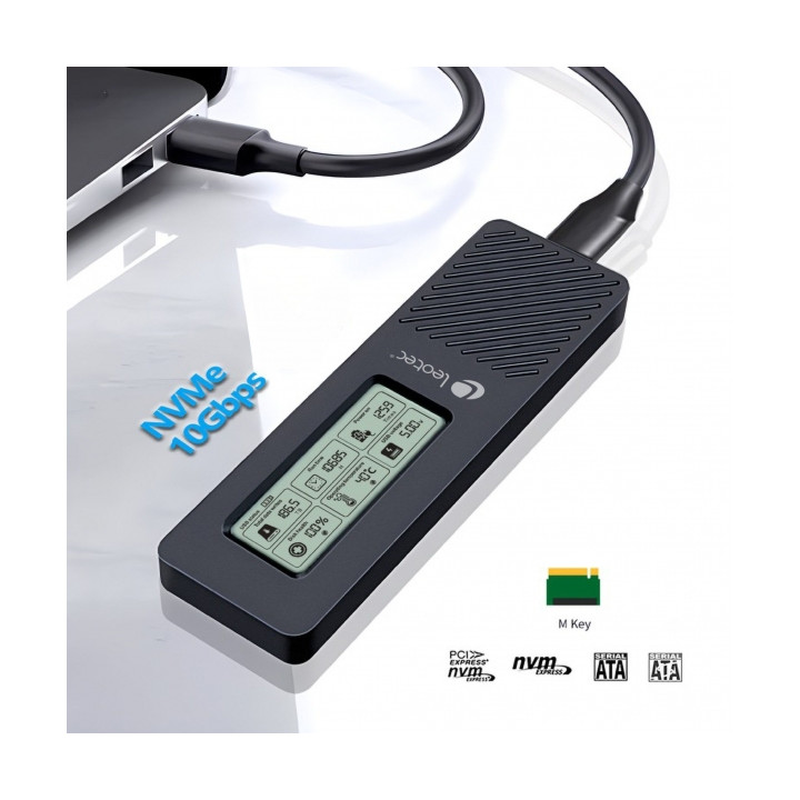 Boitier M.2 SSD NVMe  vers  usb-c  3.2 ECRAN- adapt USB VERS USB-C en option-