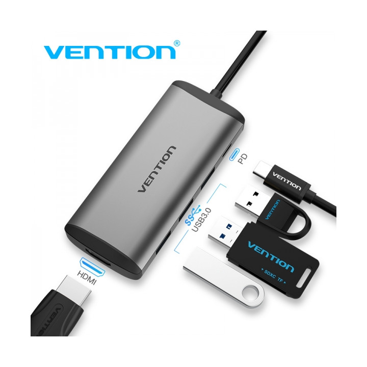 Dock USB-C vers HDMI 4K + 3x USB3.0 + USB-C charge  PD87W
