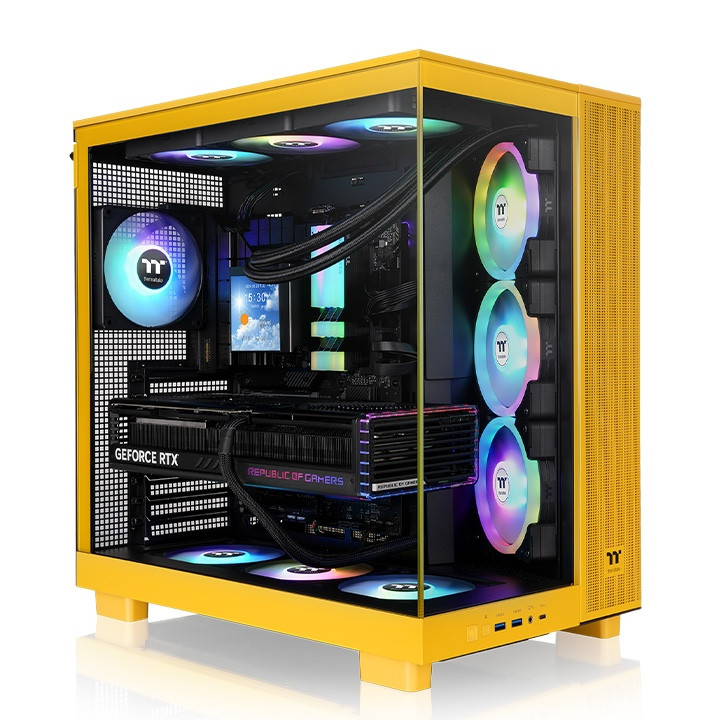 Boitier THERMALTAKE View 380XL TG + 4 ventil argb couleur jaune