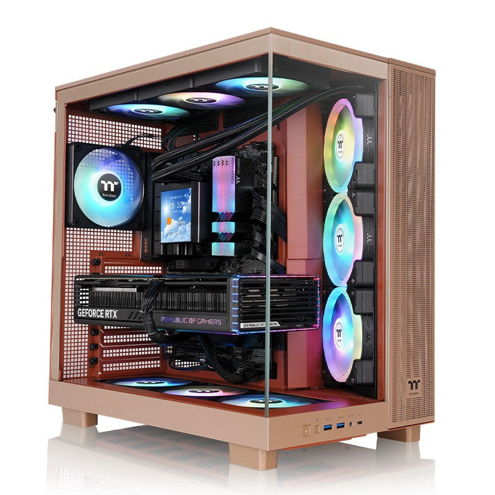 Boitier THERMALTAKE View 380XL TG + 4 ventil argb couleur sable tuille