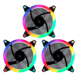 PACK de 3 ventilateurs noirs 120mm avec switch  ARGB UNYKA