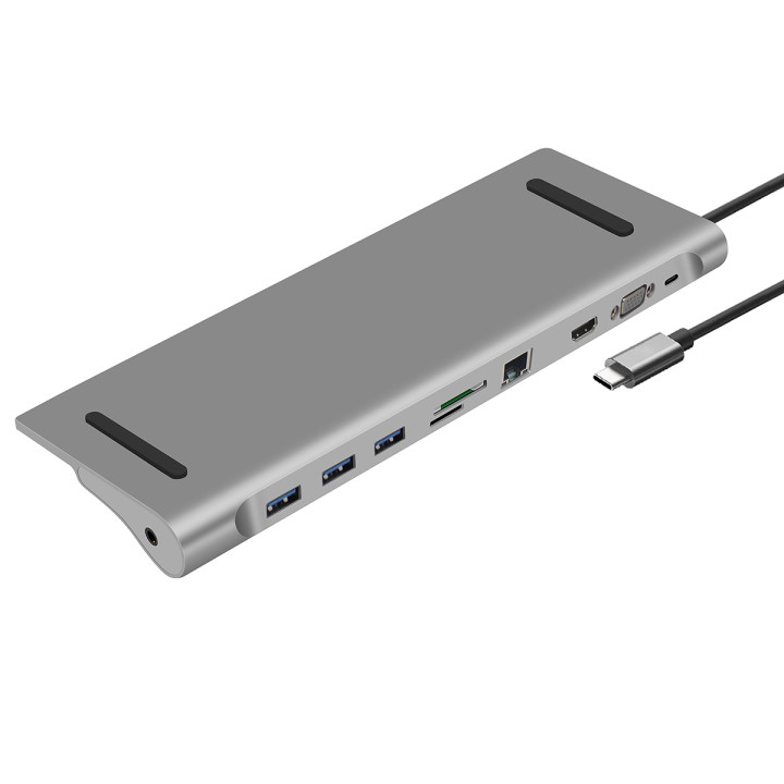 Dock USB-C vers HDMI RJ45 VGA 3xUSB3.0 USB-Ccharg  cart mem jack3.5 HEDEN