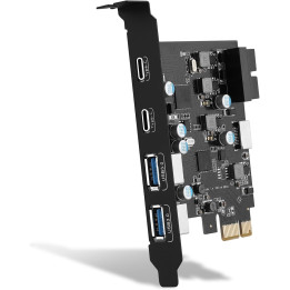 Carte PCI Express vers USB3.0 2 ports et USB-C 2 ports + ports internes