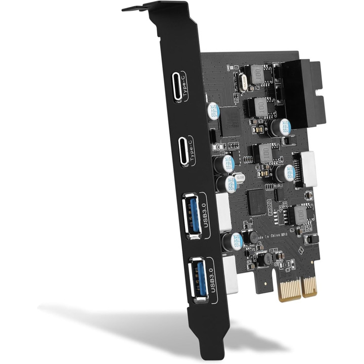 Carte PCI Express vers USB3.0 2 ports et USB-C 2 ports + ports internes