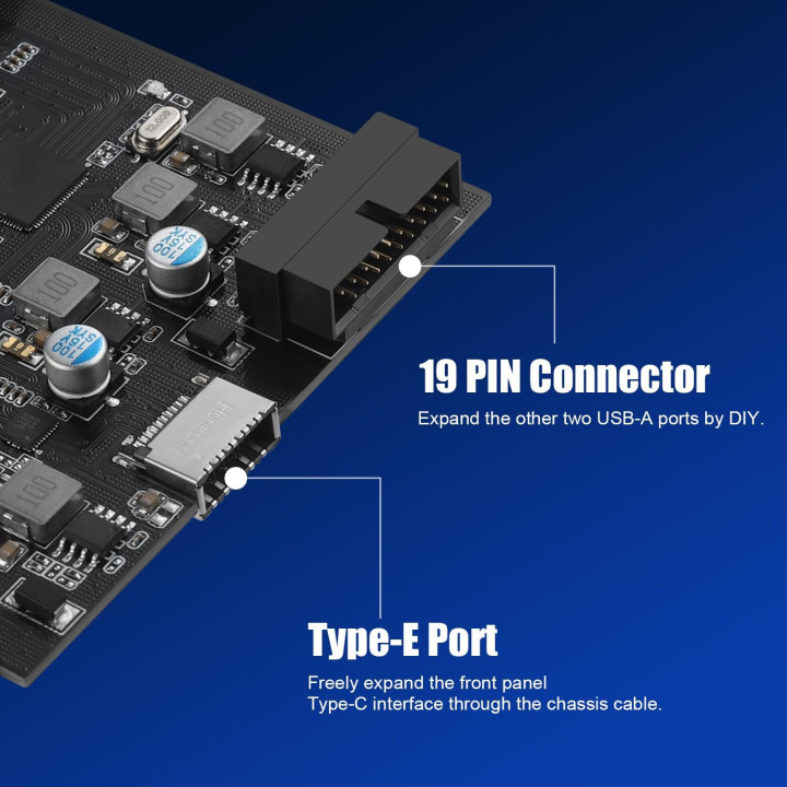 Carte PCI Express vers USB3.0 2 ports et USB-C 2 ports + ports internes
