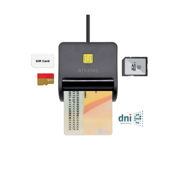 Lecteur de carte memoire DNI,  SIM, SD, Micro SD, MMC, RS-MMC et Micro MMC