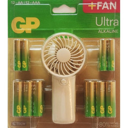 12 piles AAA LR03 + 12 piles AA LR06 + ventilateur portatif