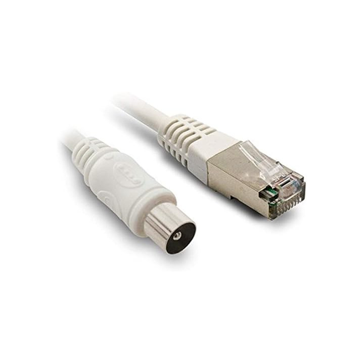 Cable RJ45 vers antenne Coaxial 9.5mm TV 2m