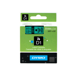 Dymo D1 - ruban d'étiquettes autocollantes - 9 mm x 7 m S0720740 noir fond vert