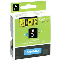 Dymo D1 - ruban d'étiquettes autocollantes - 19mm x 7 m S0720880 noir fond jaune