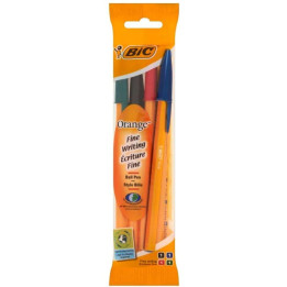 BIC 4 stylos à bille ORANGE  original noir rouge vert bleu