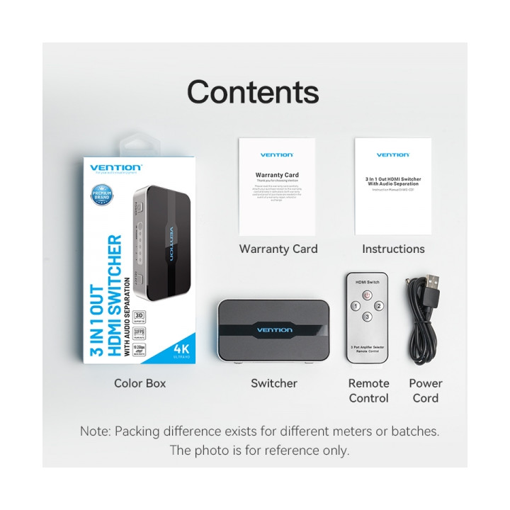 Splitter HDMI 3 entrees 1 sortie + telecommande VENTION