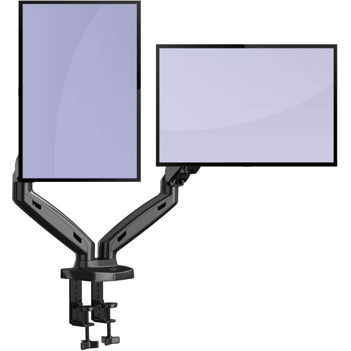 Support 2 ecrans articules independants H-B D-G  max 27p  pince bureau