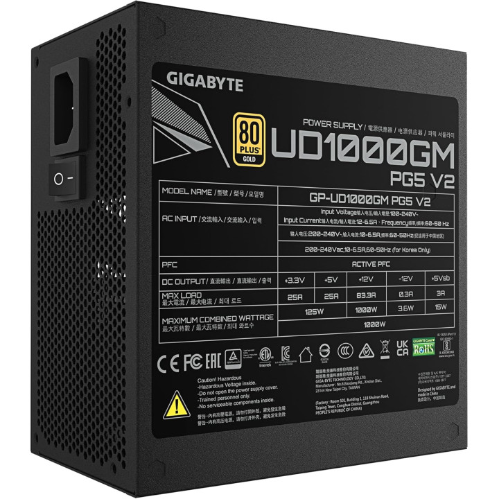 Alimentation 1000w GIGABYTE P1000GM modulaire 80+gold