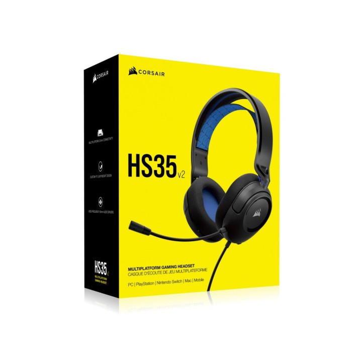 Casque micro CORSAIR HS35 v2 bleu PC MAC PS4 PS5 NINTENDO SWITCH GAMER
