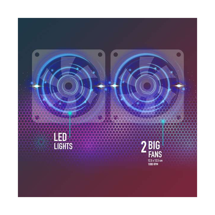 Refroidisseur pour portable 2 ventilateurs 125mm  max 15 NGS