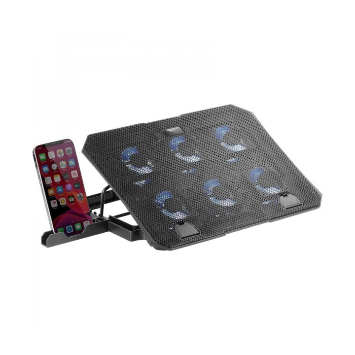 Refroidisseur pour portable 6 ventilateurs + support telephone max16  MARSGAMING