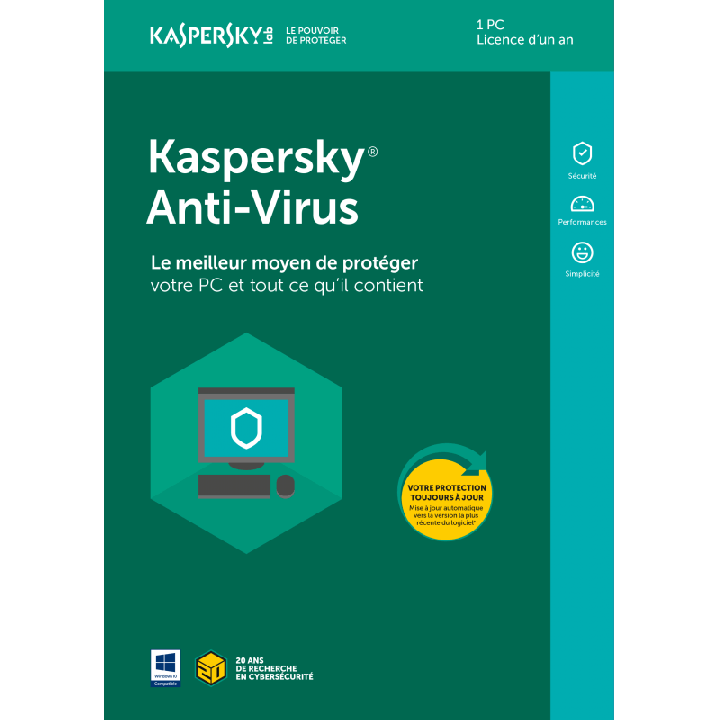 Kaspersky antivirus STANDARD    1 an 1 pc boite