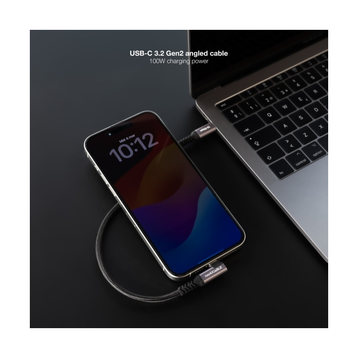 Cable USB-C vers USB-C  coudé 0.5m 5A 100w
