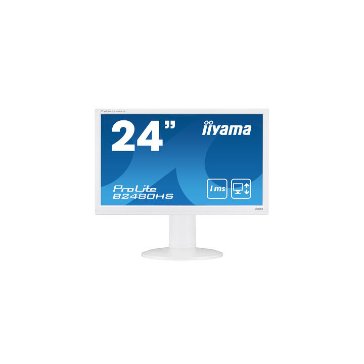 Ecran 24 IIYAMA B2480HS-W2 1920x1080 mat 80hz 1ms hdmi vga OCCASION PIVOT BLANC